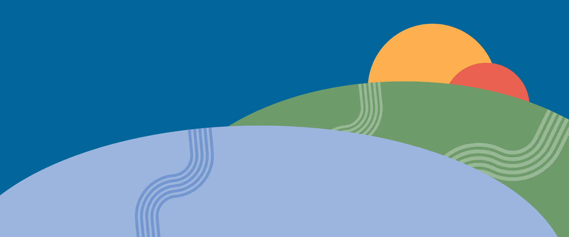 A blue background with coloured circles on.